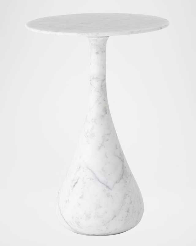 Dea Small Accent Table, White Marble